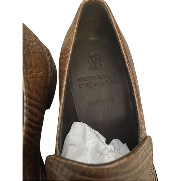 Brunello Cucinelli Unisex Brown Slip-On Loafers Size 6.5 Casual - Picture 3 of 8
